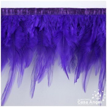 FLECO DE PLUMAS DE GALLO TINTADAS MORADO 16cm