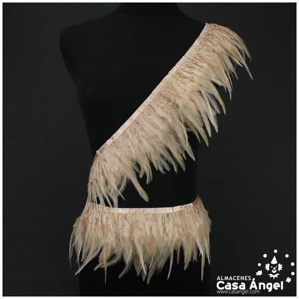 FLECO DE PLUMAS DE GALLO TINTADAS CÁMEL 16cm