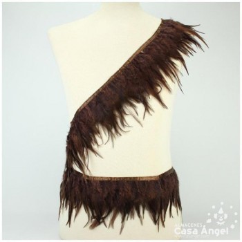 FLECO DE PLUMAS DE GALLO TINTADAS MARRÓN 16cm