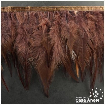 FLECO DE PLUMAS DE GALLO TINTADAS MARRÓN 16cm