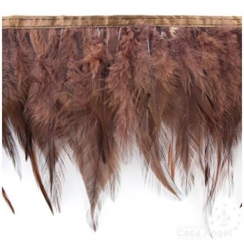 FLECO DE PLUMAS DE GALLO TINTADAS MARRÓN 16cm