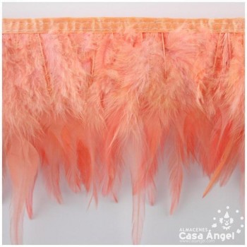 FLECO DE PLUMAS DE GALLO TINTADAS CORAL 16cm