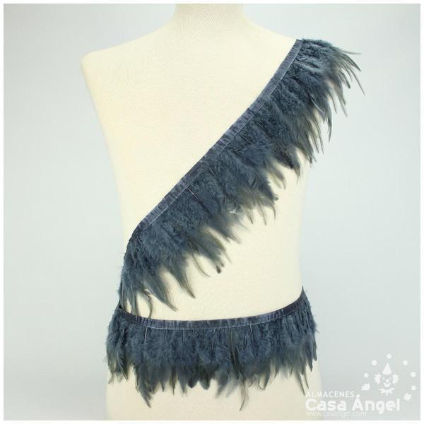 FLECO DE PLUMAS DE GALLO TINTADAS GRIS OSCURO 16cm