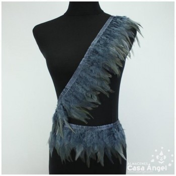 FLECO DE PLUMAS DE GALLO TINTADAS GRIS OSCURO 16cm