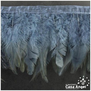 FLECO DE PLUMAS DE GALLO TINTADAS GRIS OSCURO 16cm