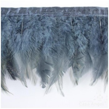 FLECO DE PLUMAS DE GALLO TINTADAS GRIS OSCURO 16cm