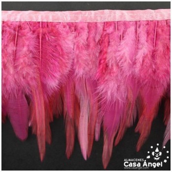 FLECO DE PLUMAS DE GALLO TINTADAS FRAMBUESA 16cm