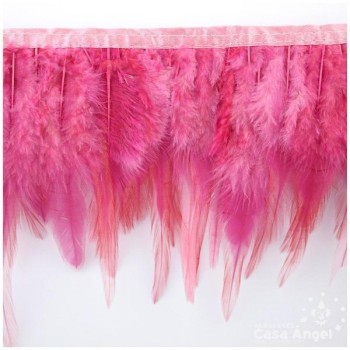 FLECO DE PLUMAS DE GALLO TINTADAS FRAMBUESA 16cm