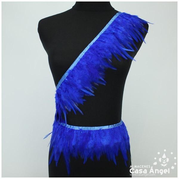 FLECO DE PLUMAS DE GALLO TINTADAS AZUL 16cm