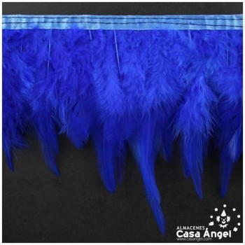 FLECO DE PLUMAS DE GALLO TINTADAS AZUL 16cm