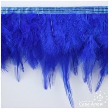 FLECO DE PLUMAS DE GALLO TINTADAS AZUL 16cm