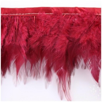 FLECO DE PLUMAS DE GALLO TINTADAS GRANATE 16cm