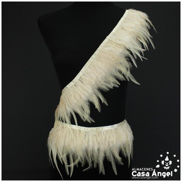 FLECO DE PLUMAS DE GALLO TINTADAS BEIGE 16cm
