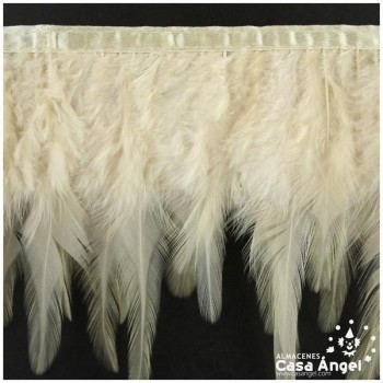 FLECO DE PLUMAS DE GALLO TINTADAS BEIGE 16cm