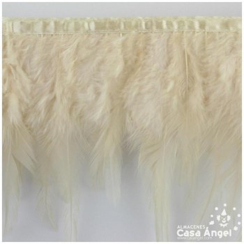 FLECO DE PLUMAS DE GALLO TINTADAS BEIGE 16cm