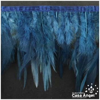 FLECO DE PLUMAS DE GALLO TINTADAS OCÉANO 16cm
