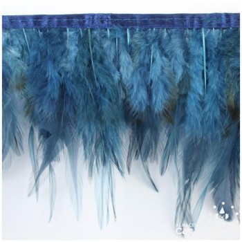 FLECO DE PLUMAS DE GALLO TINTADAS OCÉANO 16cm