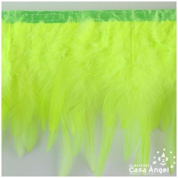 FLECO DE PLUMAS DE GALLO TINTADAS AMARILLO FLÚOR 16cm