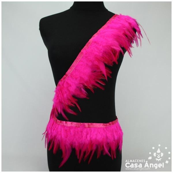 FLECO DE PLUMAS DE GALLO TINTADAS FUCSIA FLÚOR 16cm