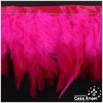FLECO DE PLUMAS DE GALLO TINTADAS FUCSIA FLÚOR 16cm