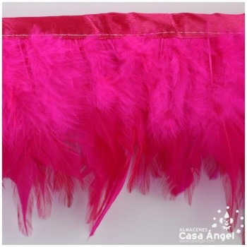 FLECO DE PLUMAS DE GALLO TINTADAS FUCSIA FLÚOR 16cm