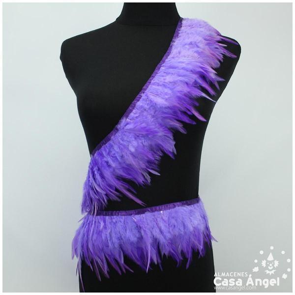 FLECO DE PLUMAS DE GALLO TINTADAS MALVA 16cm