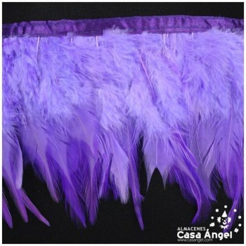 FLECO DE PLUMAS DE GALLO TINTADAS MALVA 16cm