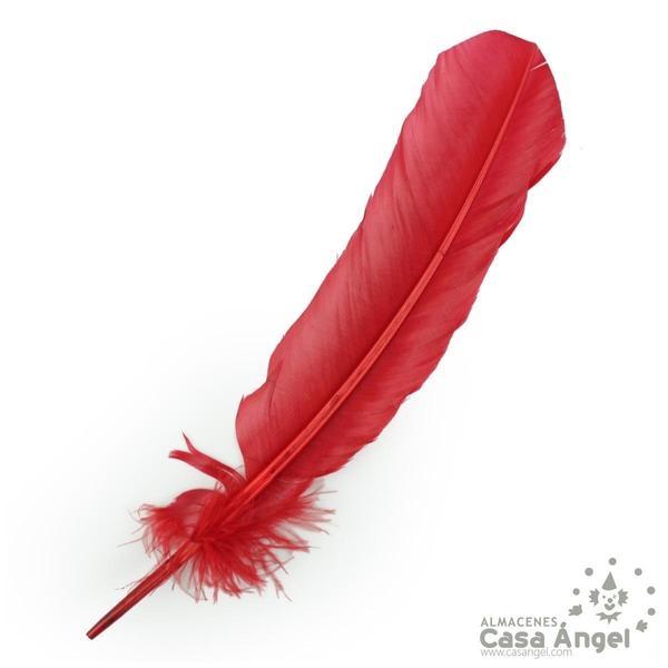 PLUMA DE PATO ROJO SABLE CON PUNTA SESGADA 27cm BOLSA 2uds
