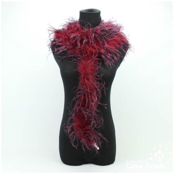 BOA DE PLUMAS DE AVESTRUZ 190cm BICOLOR BURDEOS Y NEGRO 35gr