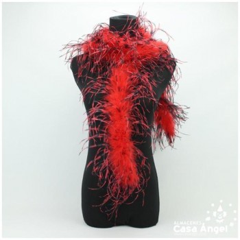 BOA DE PLUMAS DE AVESTRUZ 190cm BICOLOR ROJO Y NEGRO 35gr