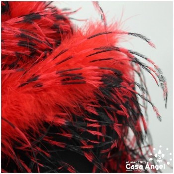 BOA DE PLUMAS DE AVESTRUZ 190cm BICOLOR ROJO Y NEGRO 35gr