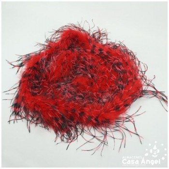 BOA DE PLUMAS DE AVESTRUZ 190cm BICOLOR ROJO Y NEGRO 35gr
