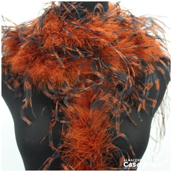 BOA DE PLUMAS DE AVESTRUZ 190cm BICOLOR MARRÓN Y NEGRO 35gr