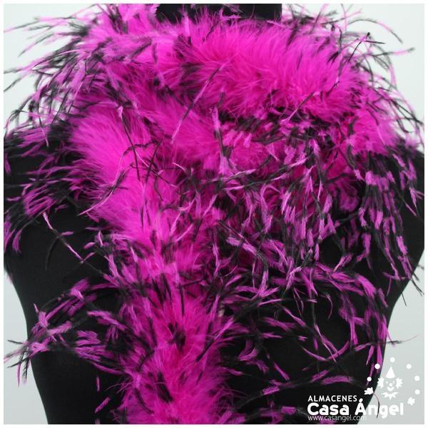 BOA DE PLUMAS DE AVESTRUZ 190cm BICOLOR FUCSIA Y NEGRO 35gr