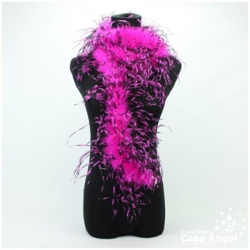 BOA DE PLUMAS DE AVESTRUZ 190cm BICOLOR FUCSIA Y NEGRO 35gr