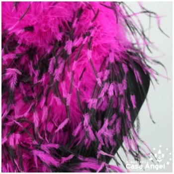 BOA DE PLUMAS DE AVESTRUZ 190cm BICOLOR FUCSIA Y NEGRO 35gr