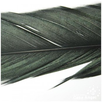 PLUMA DE COLA DE GALLO NEGRA AL NATURAL 35cm