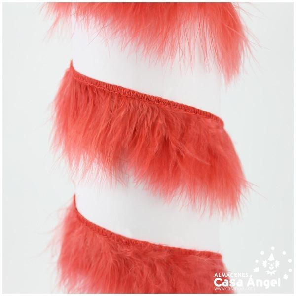FLECO DE PLUMAS DE MARABÚ ROJO PASTEL 6cm