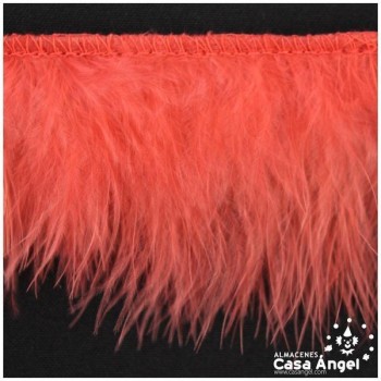 FLECO DE PLUMAS DE MARABÚ ROJO PASTEL 6cm
