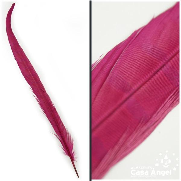 PLUMA DE FAISÁN NATURAL TINTADA FUCSIA 33cm