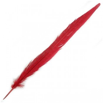 PLUMA DE FAISÁN NATURAL TINTADA ROJO 33cm