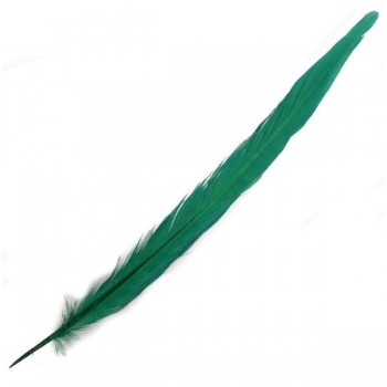 PLUMA DE FAISÁN NATURAL TINTADA VERDE 33cm