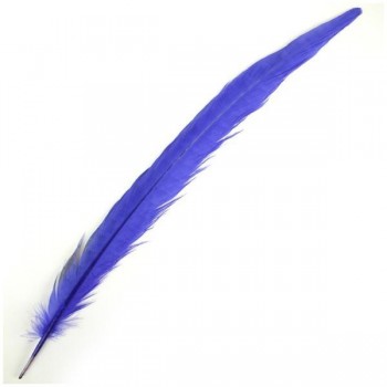 PLUMA DE FAISÁN NATURAL TINTADA AZUL 33cm
