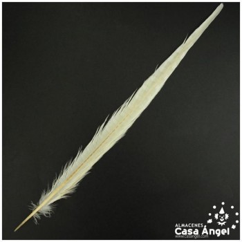 PLUMA ESPADA DE FAISÁN NATURAL TINTADA BLANCO CRUDO 43cm