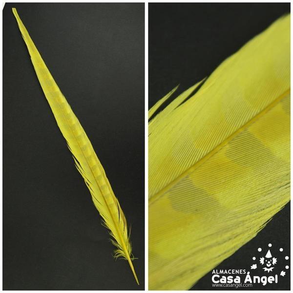 PLUMA ESPADA DE FAISÁN NATURAL TINTADA AMARILLO 43cm