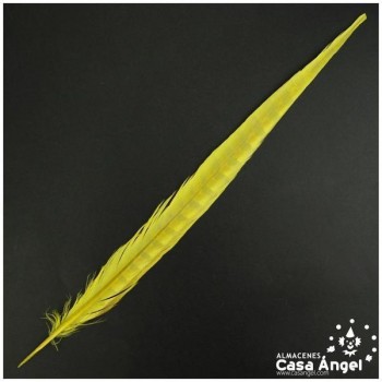 PLUMA ESPADA DE FAISÁN NATURAL TINTADA AMARILLO 43cm