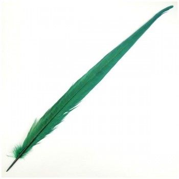 PLUMA ESPADA DE FAISÁN NATURAL TINTADA VERDE 43cm