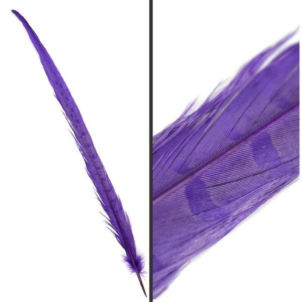 PLUMA ESPADA DE FAISÁN NATURAL TINTADA MORADO 43cm