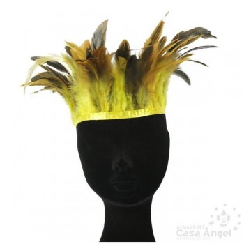 FLECO DE PLUMAS AMARILLAS COMBINADAS SERIE PARAÍSO 18cm
