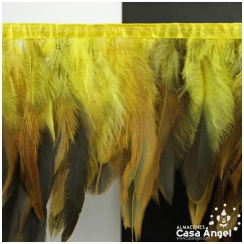 FLECO DE PLUMAS AMARILLAS COMBINADAS SERIE PARAÍSO 18cm